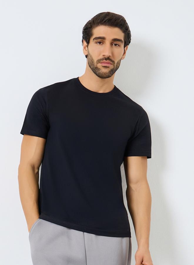 Styli Men Black Graphic Print Crew Neck T-Shirt - Image 1